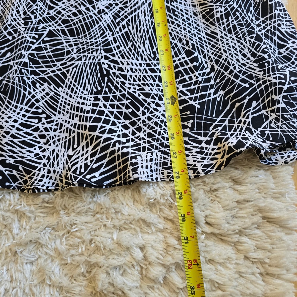 Jones New York Black White Abstract Scribble Print 100%‎ Silk Midi A-Line sz 12 - Picture 4 of 6